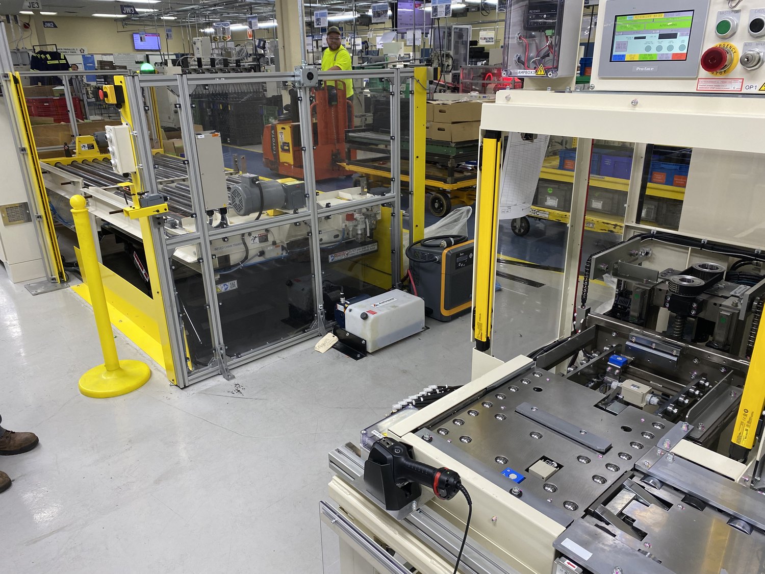 Power steering rack inspection booth on the assembly line